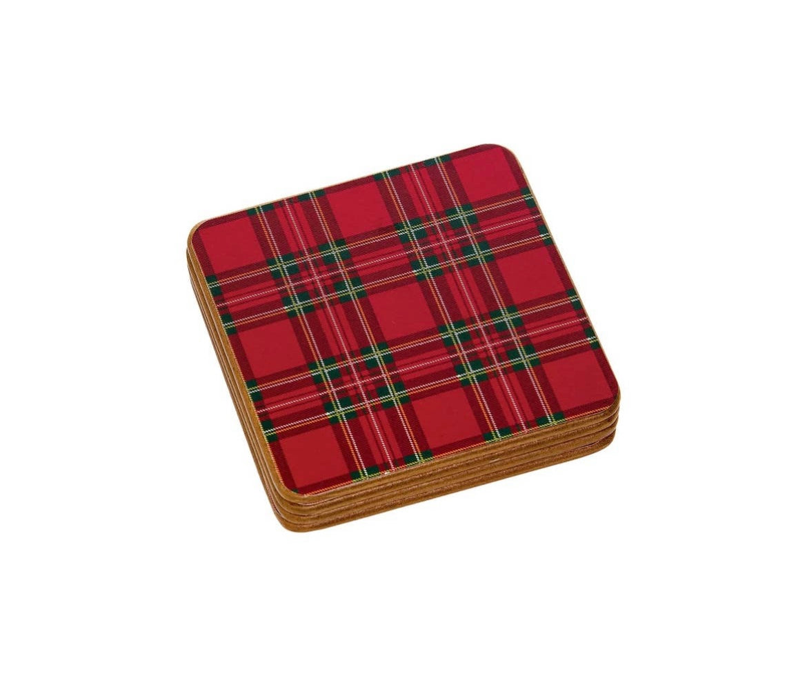 Traditional Plaid Coaster Set