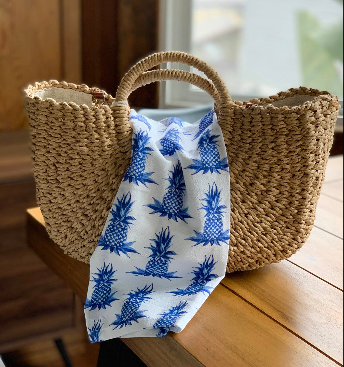 Blue & White Multi Pineapple Kitchen Towel