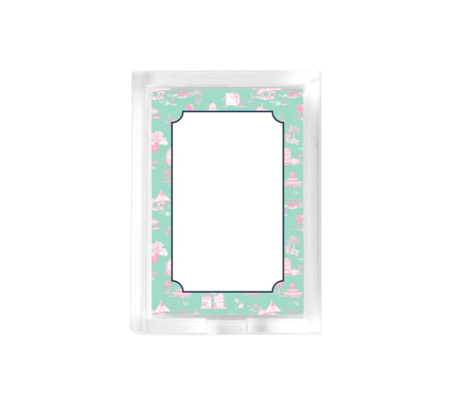 Katie Kime Charleston Toile Notepad Set W/Lucite Tray