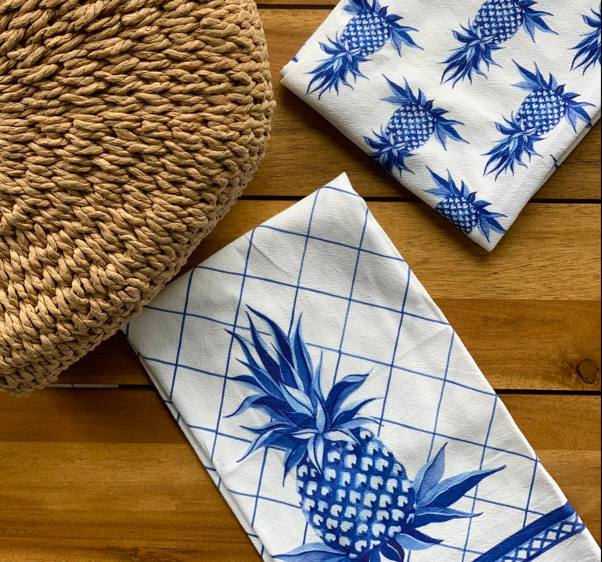 Blue & White Multi Pineapple Kitchen Towel