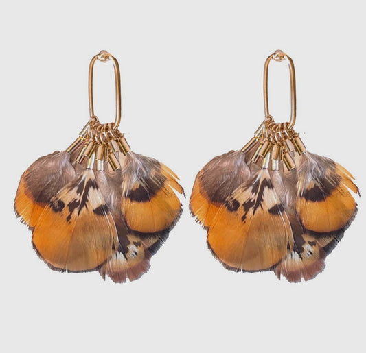 Quail Feather Statement Earring