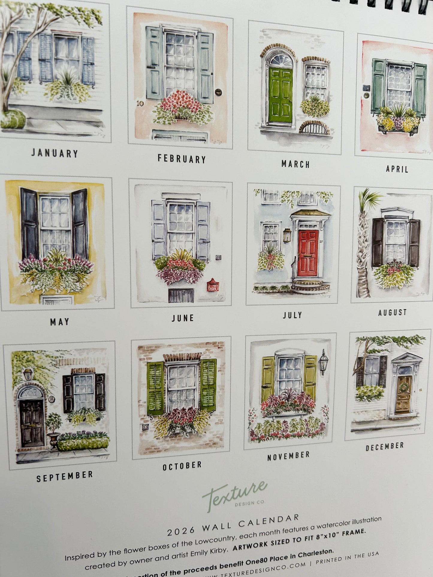 Charleston Flower Box 2026 Wall Calendar