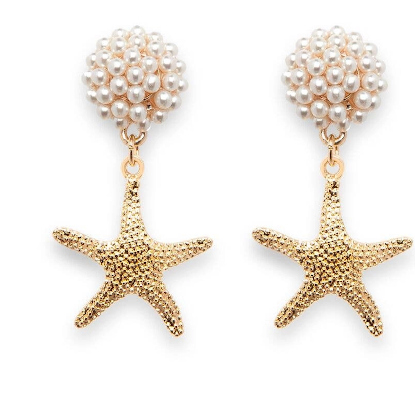 Pearl Beaded Starfish Earring