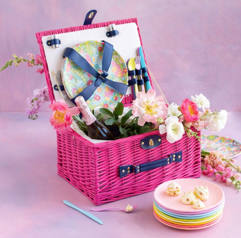 Pink Picnic Basket Wedding Gift Roadtrip Necessity 