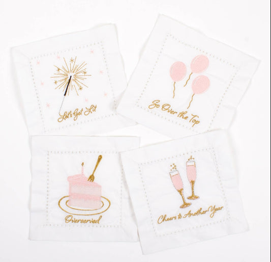 Birthday Girl Embroidered Cocktail Napkin Set