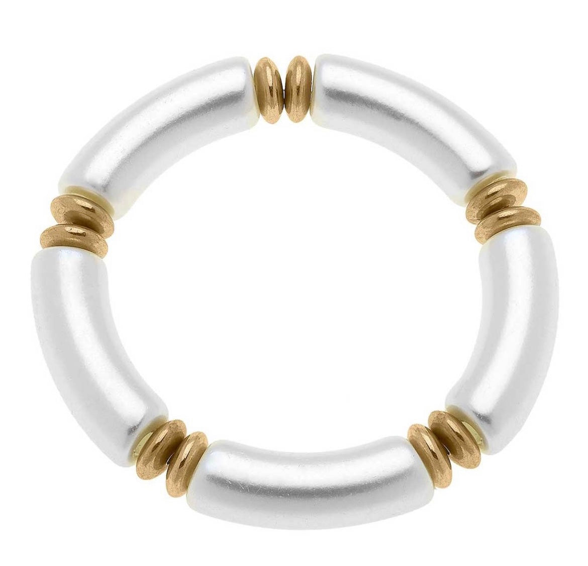 Ivory Pearl Disc Stretch Bracelet