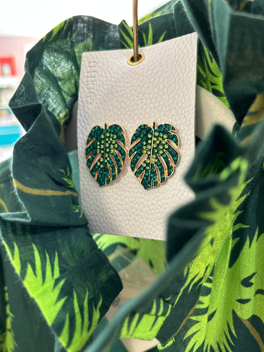 Crystal Embellished Palm Earrings